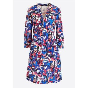 J. Crew Lace Up Printed Dress S Floral Colorful Long Sleeve Preppy Retro NWT